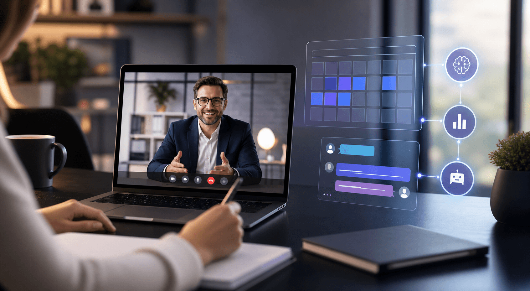 AI marketing consultation booking and contact visual